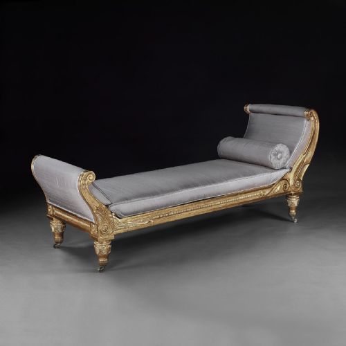 Morel and Hughes Regency Carved Giltwood Daybed Likely Made for Badminton House Circa 1810

