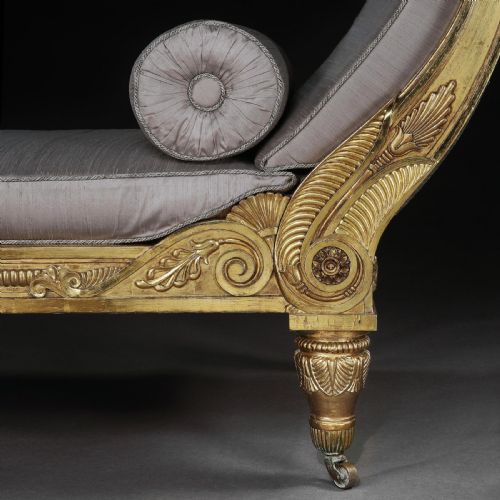 fig 1. Morel and Hughes Regency Carved Giltwood Daybed Likely Made for Badminton House Circa 1810