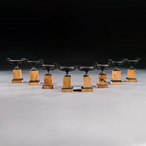 fig 1. Fine Collection Of Four Pairs Of Early 19th Century Grand Tour Bronze And Marble Empire Tazzas