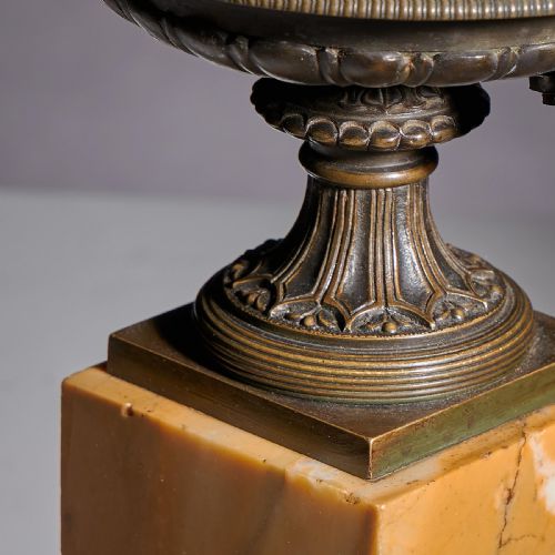 fig 3. Early 19th Century French Bronze and Marble Tazzas With Cornucopia Handles