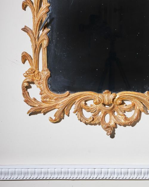 fig 1. Early English Giltwood Rococo Mirror C.1760 in the Manner of John and William Linnell