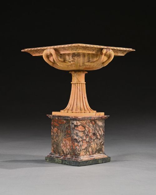 fig 1. An Exquisite Giallo Antico Tazza of Unusual Square Section With Finely Carved Interior Attributed to Benedetto Boschetti