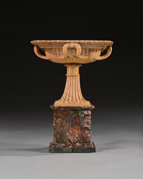 fig 4. An Exquisite Giallo Antico Tazza of Unusual Square Section With Finely Carved Interior Attributed to Benedetto Boschetti
