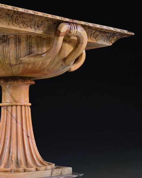 fig 5. An Exquisite Giallo Antico Tazza of Unusual Square Section With Finely Carved Interior Attributed to Benedetto Boschetti
