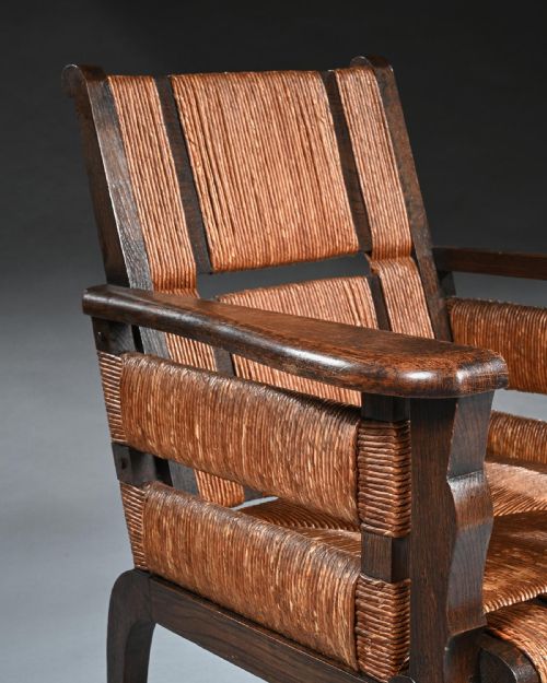 fig 1. Victor Courtray Rare Model Mid 20th Century Oak and Sisal Armchair