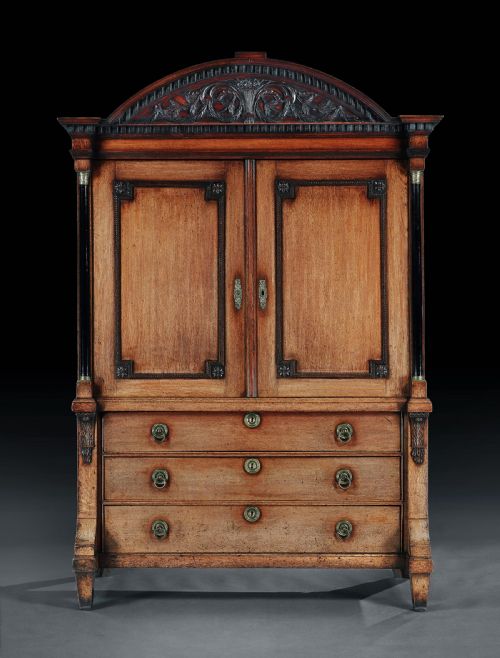fig 1. Late 18th Century Neoclassical Dutch Oak Linen Press of Wonderful Colour
