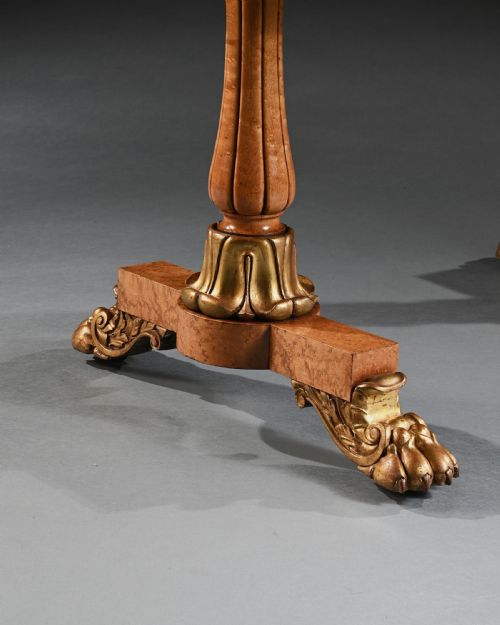 fig 1. Fine William IV Birdseye Maple and Carver Giltwood Library or Centre Table
