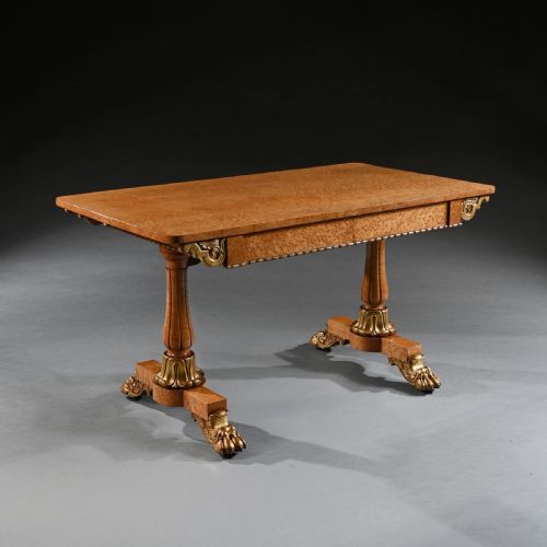 fig 2. Fine William IV Birdseye Maple and Carver Giltwood Library or Centre Table