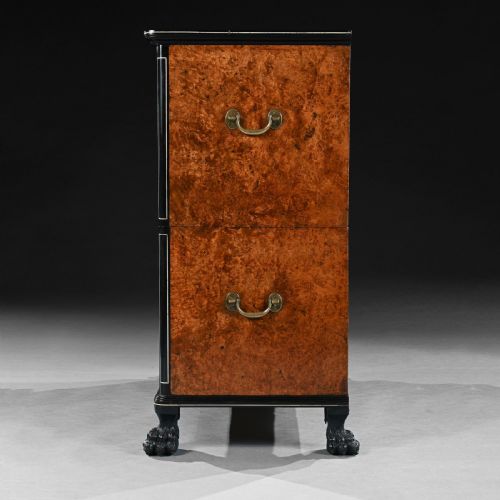 fig 3. Early 19th Century Chinese Export Burr Amboyna and Ebony Secretaire Chest of Drawers