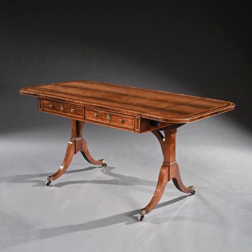 fig 2. Gillows Regency Rosewood And Casuarina Sofa Table With John Mclean Pattern Handles And Escutcheons