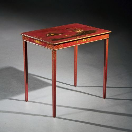 19TH CENTURY RED JAPANNED OCCASIONAL TABLE