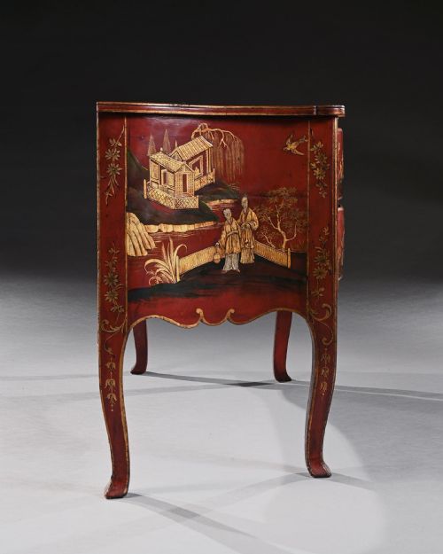 fig 1. Fine Mid 19th Century North European Japanned or Lacquered Commode in the Rococo Manner