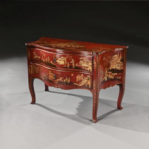 fig 4. Fine Mid 19th Century North European Japanned or Lacquered Commode in the Rococo Manner