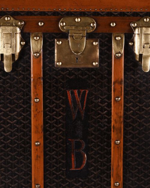 fig 1. Goyard Trunk A Rare Early 20th Century Steamer or Wardrobe Trunk by Goyard of Paris.