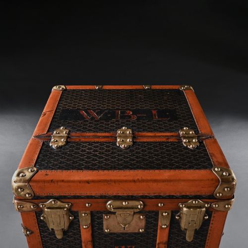 fig 2. Goyard Trunk A Rare Early 20th Century Steamer or Wardrobe Trunk by Goyard of Paris.