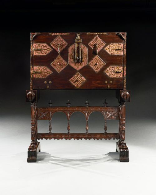 fig 1. Exceptional Early 17th Century Spanish Walnut Vargueno Desk on Stand