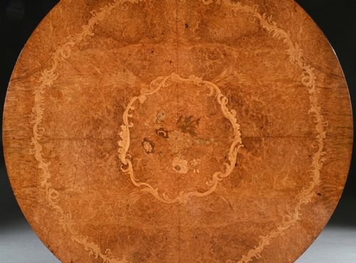 fig 3. Burl Amboyna and Marquetry Centre Table Attributed to George Blake and Co and Probably Retailed by Edward Holmes Baldock