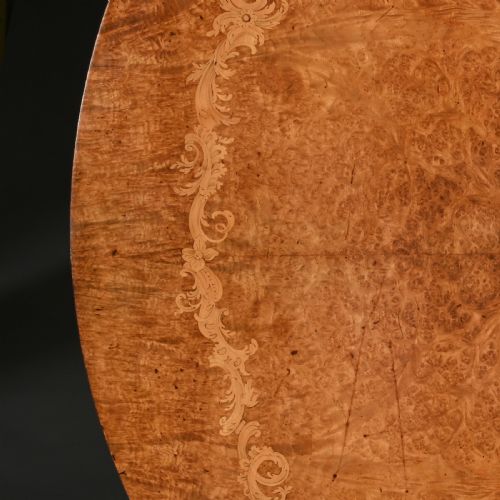 fig 6. Burl Amboyna and Marquetry Centre Table Attributed to George Blake and Co and Probably Retailed by Edward Holmes Baldock