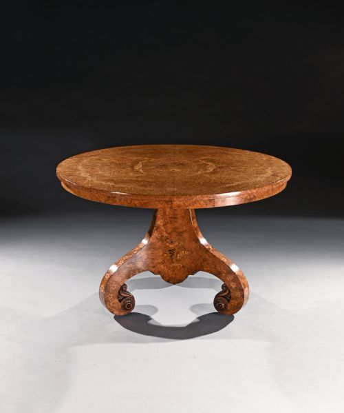fig 7. Burl Amboyna and Marquetry Centre Table Attributed to George Blake and Co and Probably Retailed by Edward Holmes Baldock