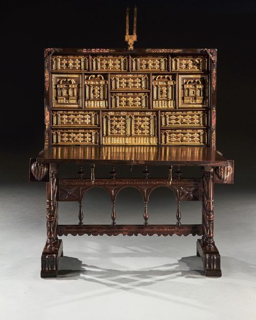fig 3. Exceptional Early 17th Century Spanish Walnut Vargueno Desk on Stand
