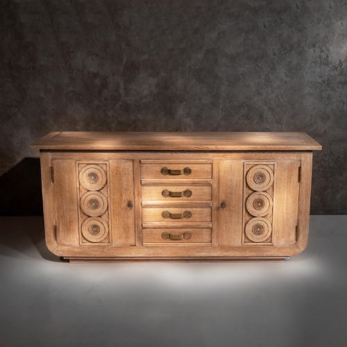 fig 2. French Gaston Poisson Art Deco Oak Sideboard Buffet 1940.
