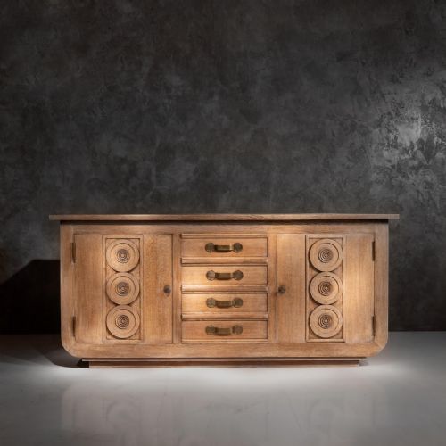 fig 3. French Gaston Poisson Art Deco Oak Sideboard Buffet 1940.