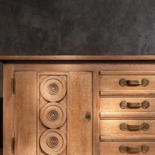 fig 4. French Gaston Poisson Art Deco Oak Sideboard Buffet 1940.