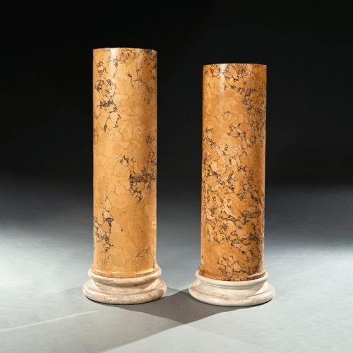 fig 2. Fine Matched Pair of 19th Century Italian Scagliola Siena Marble Columns