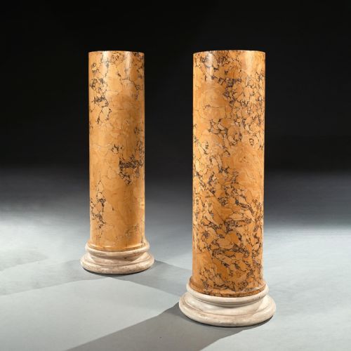 fig 3. Fine Matched Pair of 19th Century Italian Scagliola Siena Marble Columns