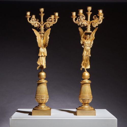 fig 1. Exceptional Pair of French Late Empire Gilt Bronze Candelabra Attributed To Pierre Philippe Thomire