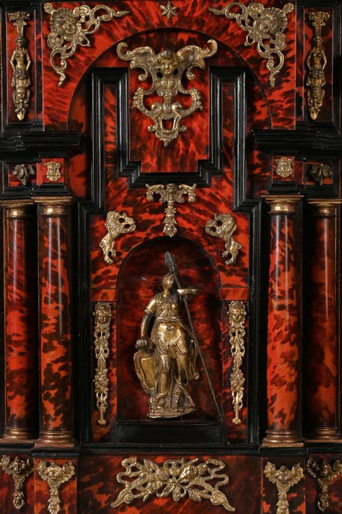 PAIR OF 17TH CENTURY SPANISH BAROQUE GILT BRONZE MOUNTED EBONISED AND TORTOISESHELL CABINETS ON STANDS - ADDITIONAL PHOTO 1