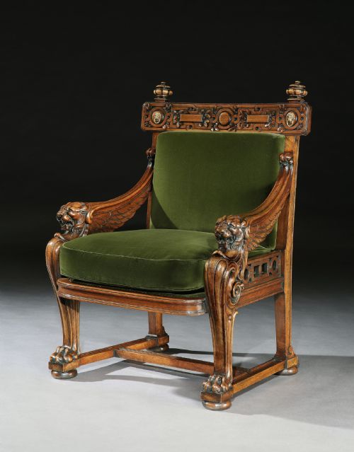 RARE 19TH CENTURY LION MONOPODIA ARMCHAIR AFTER THOMAS HOPE - ADDITIONAL PHOTO 1