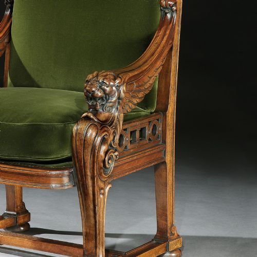 RARE 19TH CENTURY LION MONOPODIA ARMCHAIR AFTER THOMAS HOPE - ADDITIONAL PHOTO 3