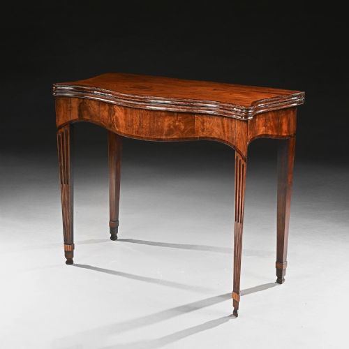 GEORGE III MAHOGANY SERPENTINE TEA TABLE OF EXCEPTIONAL COLOUR AND PATINATION