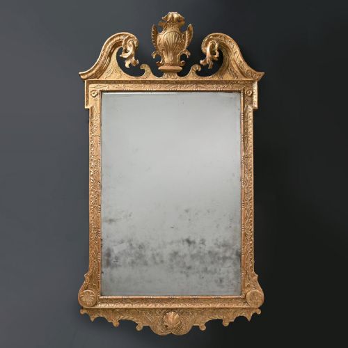 18TH CENTURY GEORGE II PERIOD CARVED GESSO AND GILTWOOD MIRROR OF EXCELLENT PROPORTIONS - ADDITIONAL PHOTO 1
