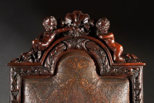 AN EXHIBITION QUALITY ITALIAN 19TH CENTURY CARVED WALNUT ARMCHAIR AFTER ANDREA BRUSTOLON - ADDITIONAL PHOTO 6