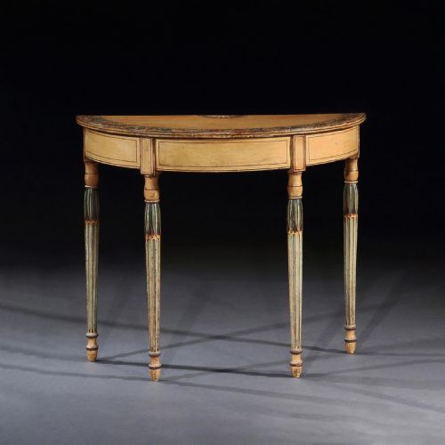 GEORGIAN PAINTED DEMILUNE PIER TABLE LIKELY BY SEDDON SONS AND SONS AND SHACKLETON - ADDITIONAL PHOTO 7