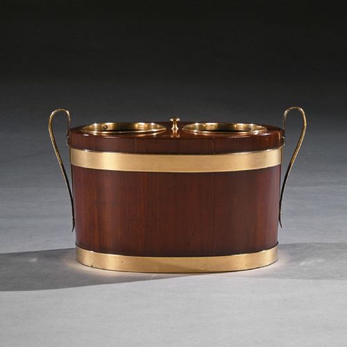 GEORGE III BRASS BOUND MAHOGANY OVAL TABLE WINE COOLER - ADDITIONAL PHOTO 2