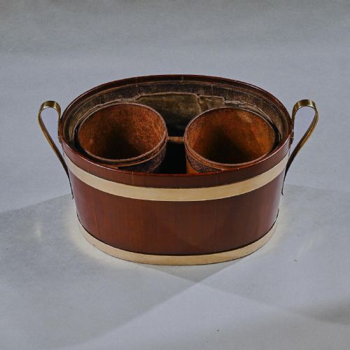 GEORGE III BRASS BOUND MAHOGANY OVAL TABLE WINE COOLER - ADDITIONAL PHOTO 5