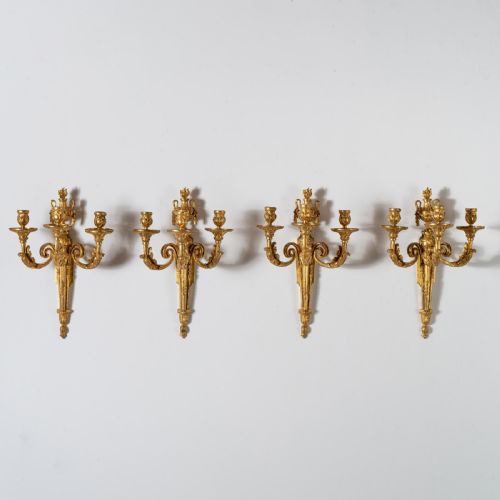 SET OF FOUR LOUIS XV ORMOLU THREE BRANCH WALL LIGHTS CIRCA 1770 - ADDITIONAL PHOTO 6