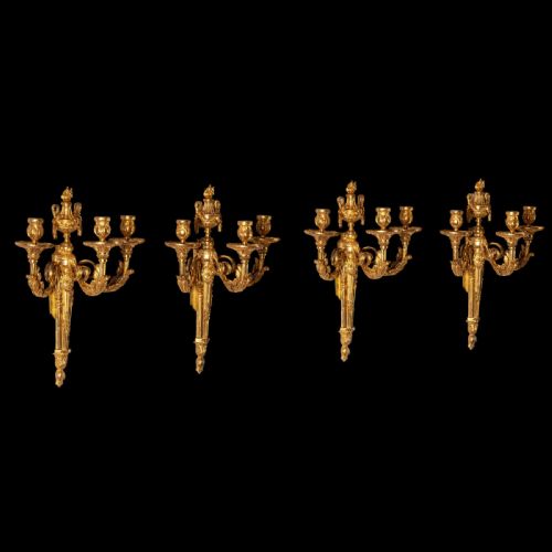 SET OF FOUR LOUIS XV ORMOLU THREE BRANCH WALL LIGHTS CIRCA 1770 - ADDITIONAL PHOTO 9