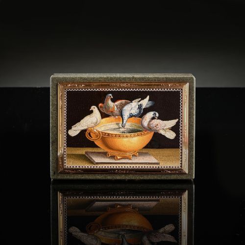 MICROMOSAIC GOLD MOUNTED JASPER SNUFF BOX EARLY 19TH CENTURY ITALIAN GIOACCHINO BARBERI