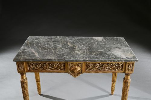 LATE 18TH CENTURY ITALIAN CARVED GILTWOOD MARBLE TOP CONSOLE TABLE - ADDITIONAL PHOTO 2