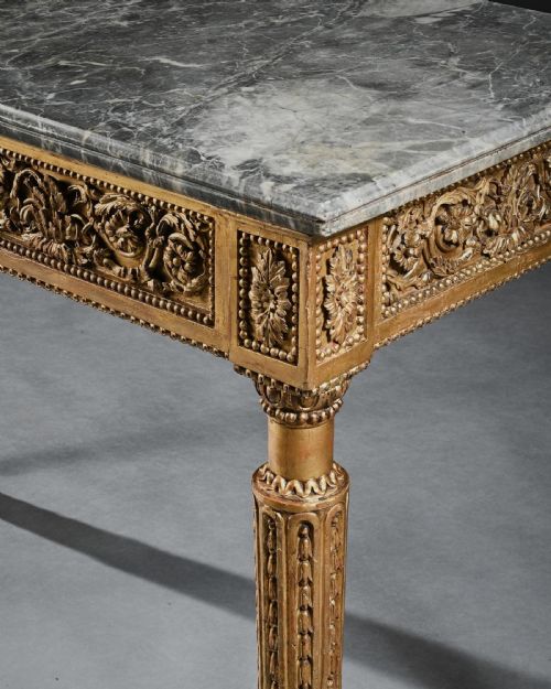 LATE 18TH CENTURY ITALIAN CARVED GILTWOOD MARBLE TOP CONSOLE TABLE - ADDITIONAL PHOTO 3