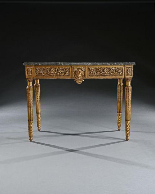LATE 18TH CENTURY ITALIAN CARVED GILTWOOD MARBLE TOP CONSOLE TABLE - ADDITIONAL PHOTO 4