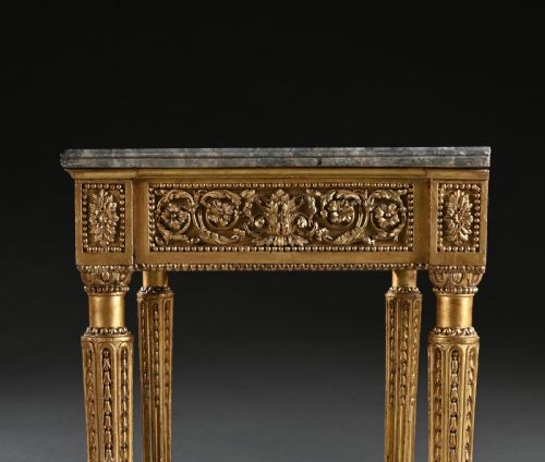 LATE 18TH CENTURY ITALIAN CARVED GILTWOOD MARBLE TOP CONSOLE TABLE - ADDITIONAL PHOTO 9