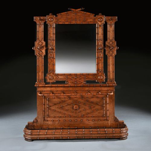 FRENCH AESTHETIC PERIOD JAPONISME BIRDSEYE MAPLE FAUX BAMBOO HALL STAND