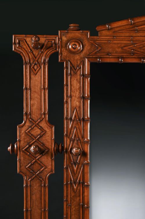 FRENCH AESTHETIC PERIOD JAPONISME BIRDSEYE MAPLE FAUX BAMBOO HALL STAND - ADDITIONAL PHOTO 3