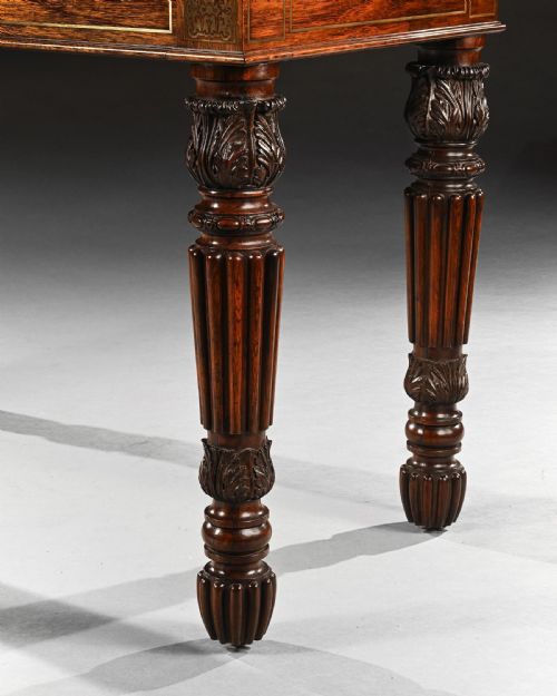 AN EXTREMELY FINE ROSEWOOD AND BRASS INLAID WRITING TABLE ATTRIBUTED TO GILLOWS OXFORD STREET WORKSHOP - ADDITIONAL PHOTO 9