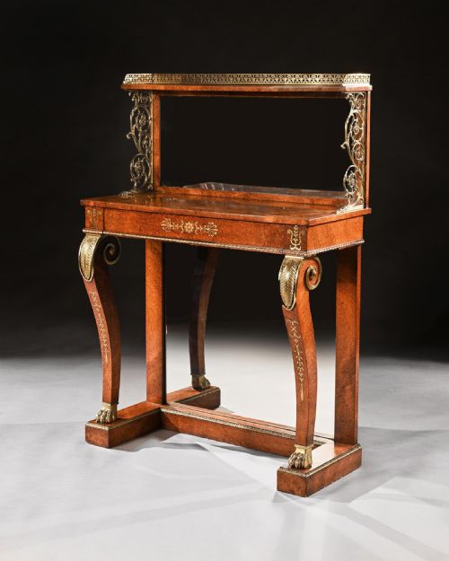 REGENCY AMBOYNA AND BRASS INLAID GILT BRONZE MOUNTED PIER TABLE - ADDITIONAL PHOTO 2